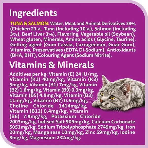 Whiskas 1+ Years Purrfectly Tuna Selection Tuna & Salmon Adult Wet Cat Food In Jelly 12X85G