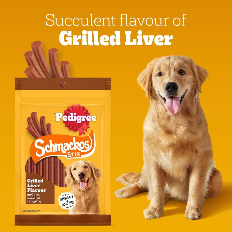 Pedigree Schmackos Stix Grilled Liver Dog Treats 70G