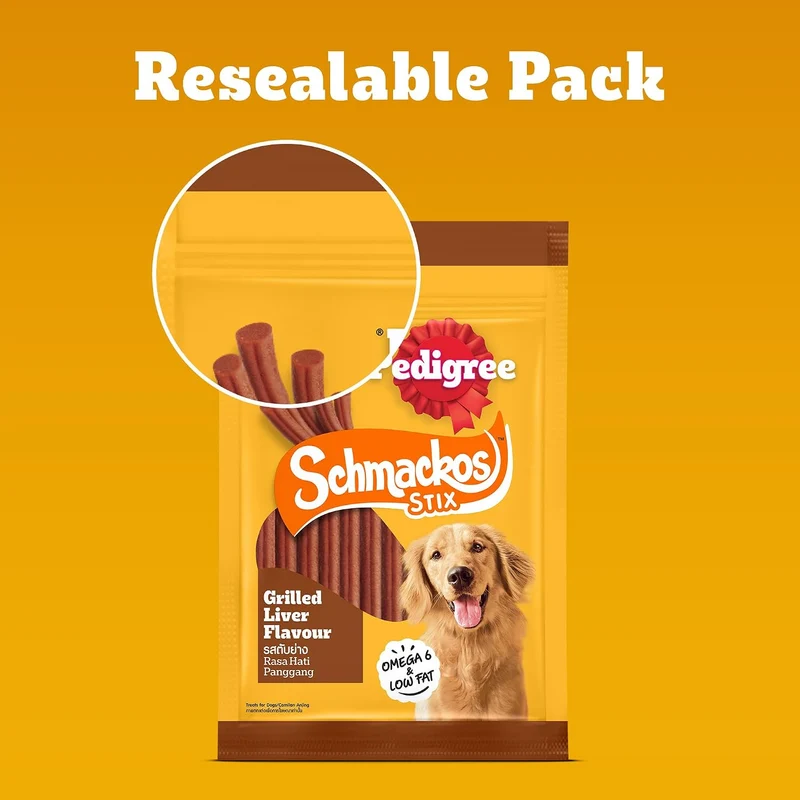 Pedigree Schmackos Stix Grilled Liver Dog Treats 70G