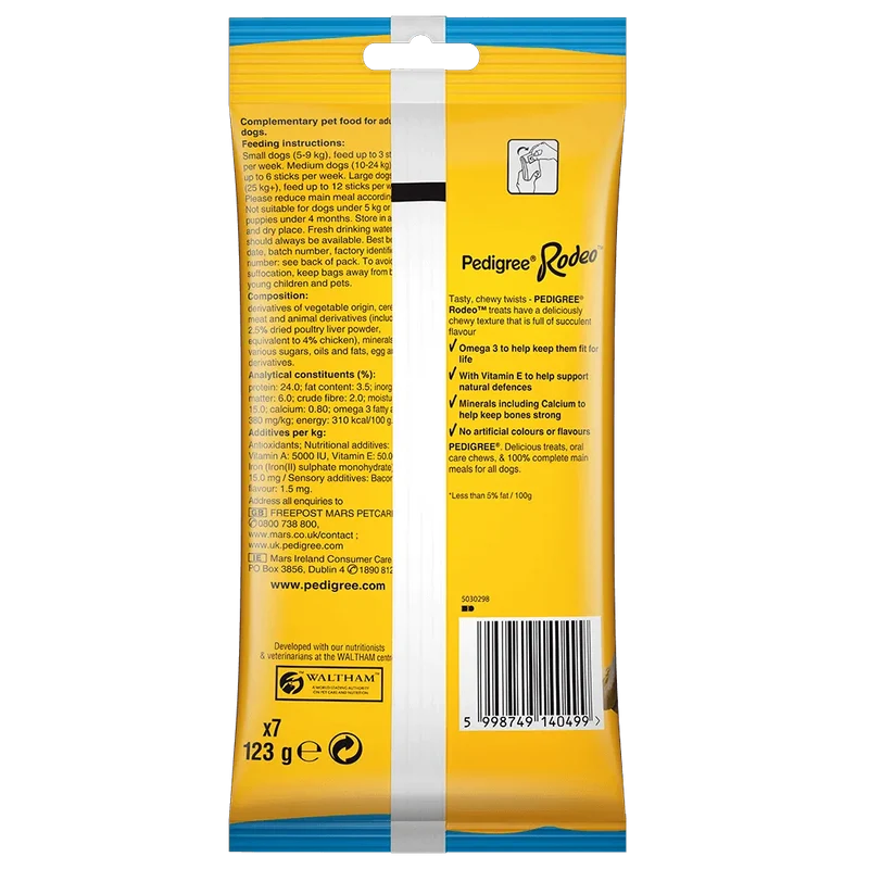 Pedigree Rodeo Duos 7 Sticks Chicken Dog Treats 123G