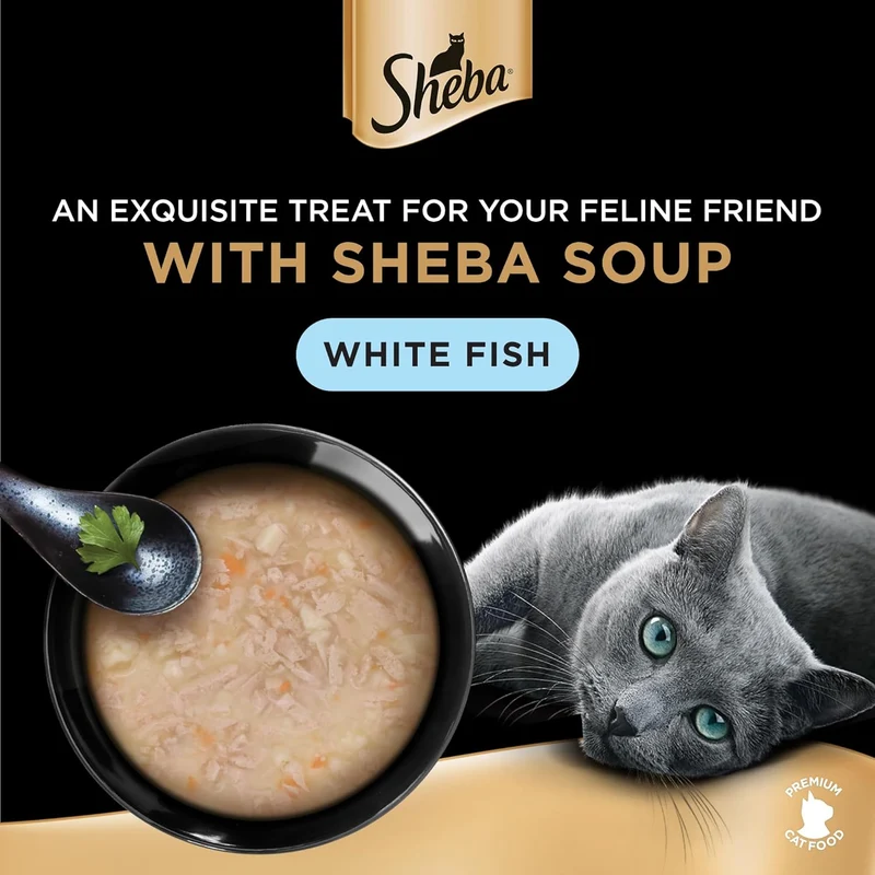 Sheba Soup with Whitefish Adult Wet Cat Food In Pouch 4X40G