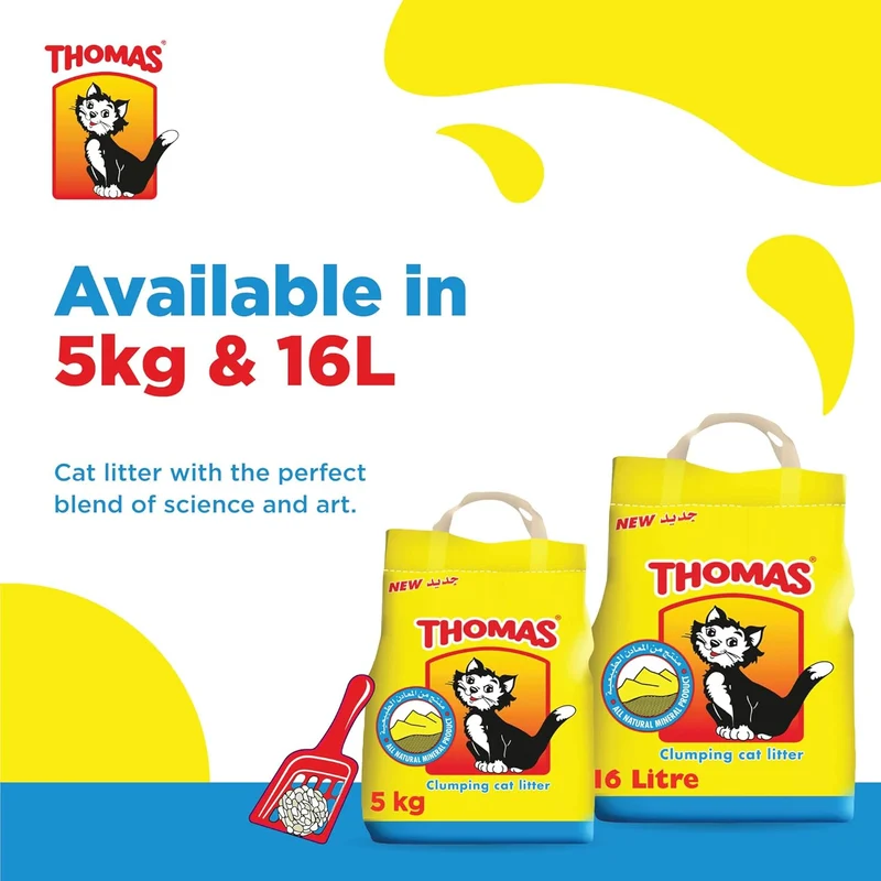 Thomas Natural Minerals Clumping Unscented Cat Litter 5KG - Pack of 5