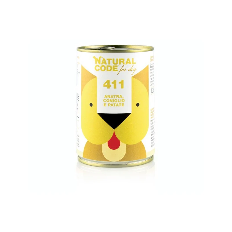 Natural Code 411 Duck Rabbit & Potatoes Pate Wet Dog Food - 400G