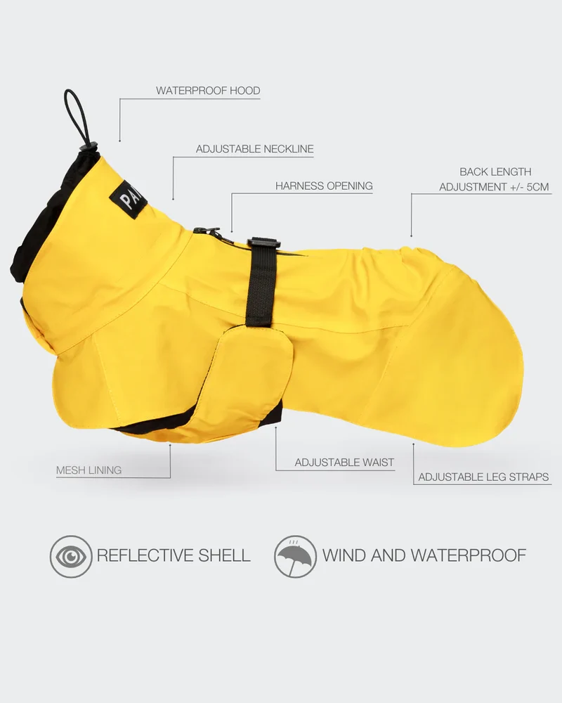 PAIKKA Raincoat Lite for Dogs - 100% Waterproof 40cm - Yellow